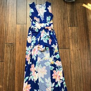 Blue maxi dress with  shorts attached